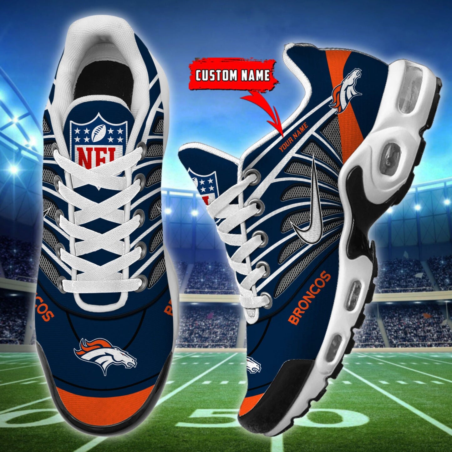 [SPECIAL OFFER] NEW CUSTOMIZED NFL13 DVB DENVER BRONCOS AIR MAX PLUS SNEAKERS