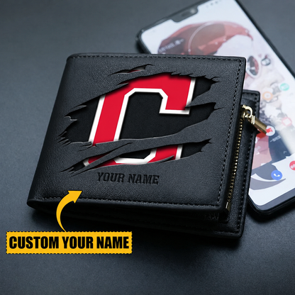 [FLASH SALE] NEW CUSTOMIZED MLB13 CGS CLEVELAND GUARDIANS LEATHER WALLET
