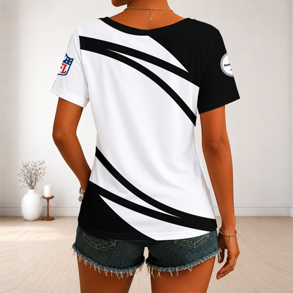 [SPECIAL OFFER] NEW CUSTOMIZED NFL14 PSB PITTSBURGH STEELERS V-NECK FEMALE SHIRT