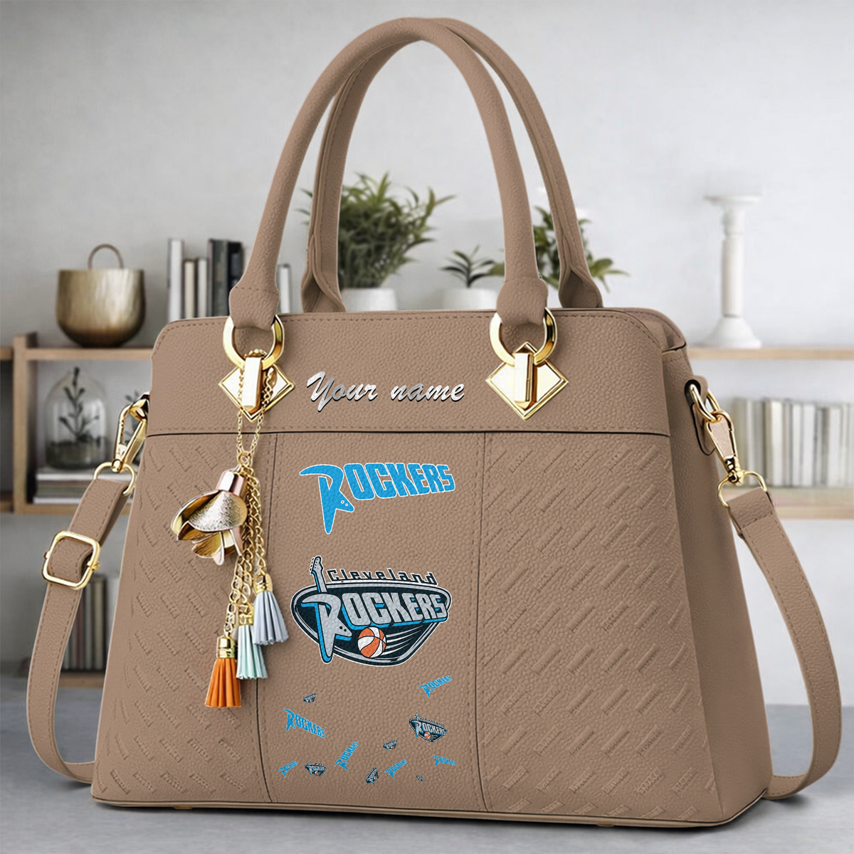 [FAN FAVORITE] NEW CUSTOMIZED WNBA14 CLR CLEVELAND ROCKERS MULTICOLOR HANDBAG