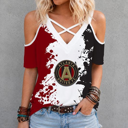 [FAN EXCLUSIVE] NEW CUSTOMIZED MLS14 ALU ATLANTA UNITED FC CRISS CROSS V-NECK TOP