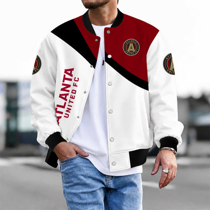 [FAN EXCLUSIVE] NEW CUSTOMIZED MLS14 ALU ATLANTA UNITED FC BASEBALL JACKET & SATIN VARSITY JACKET