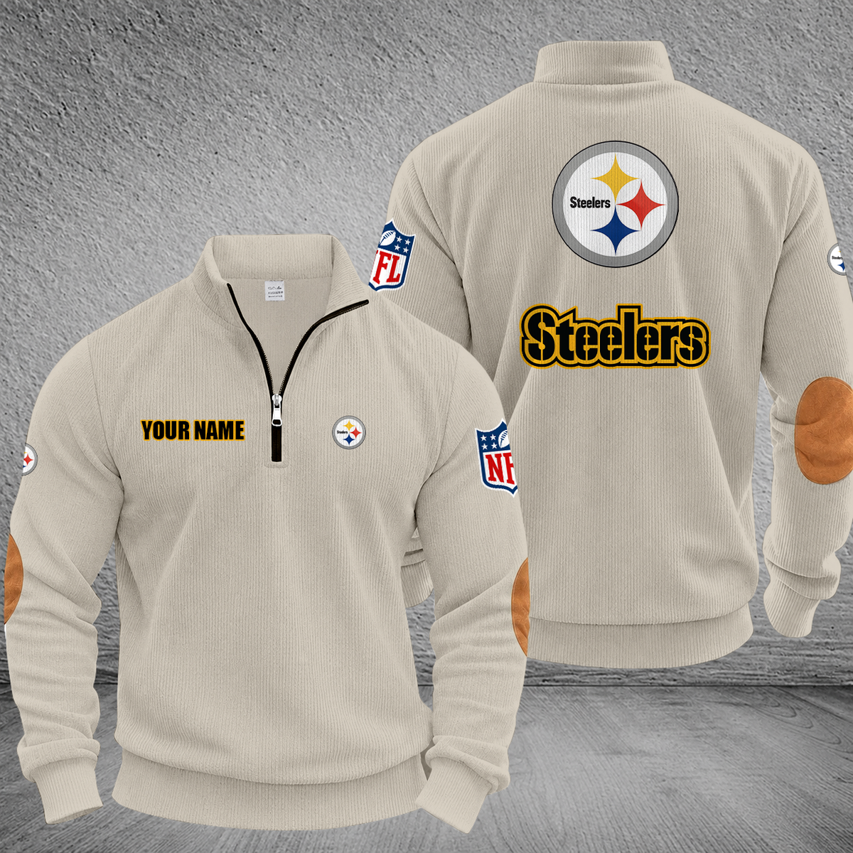[SPECIAL OFFER] NEW CUSTOMIZED NFL14 PSB PITTSBURGH STEELERS MULTICOLOR STRIPED QUATER ZIP SWEATSHIRT
