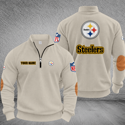 [SPECIAL OFFER] NEW CUSTOMIZED NFL14 PSB PITTSBURGH STEELERS MULTICOLOR STRIPED QUATER ZIP SWEATSHIRT