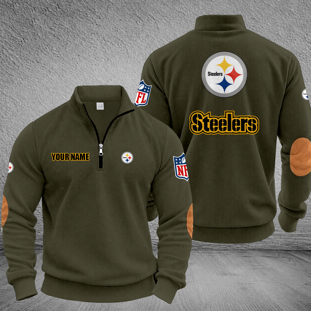 [SPECIAL OFFER] NEW CUSTOMIZED NFL14 PSB PITTSBURGH STEELERS MULTICOLOR STRIPED QUATER ZIP SWEATSHIRT