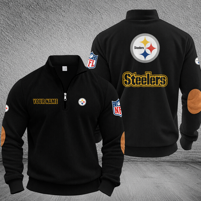 [SPECIAL OFFER] NEW CUSTOMIZED NFL14 PSB PITTSBURGH STEELERS MULTICOLOR STRIPED QUATER ZIP SWEATSHIRT