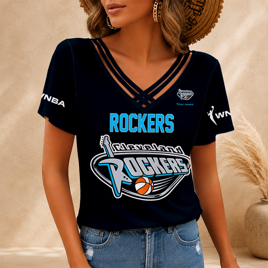 [FAN FAVORITE] NEW CUSTOMIZED WNBA14 CLR CLEVELAND ROCKERS V-NECK SHIRT
