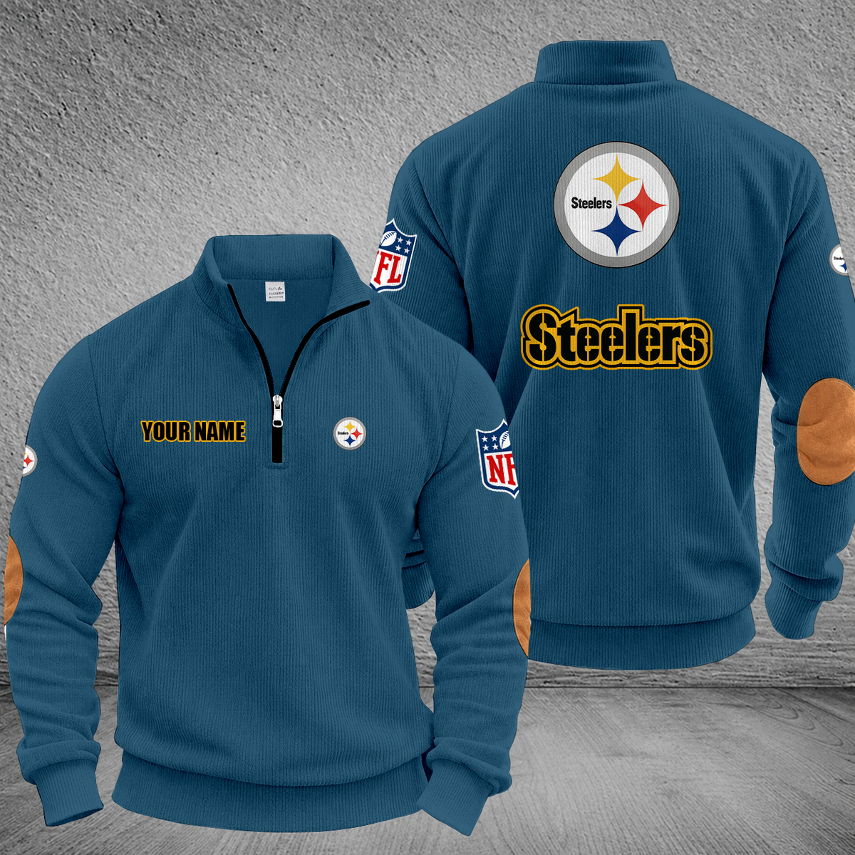 [SPECIAL OFFER] NEW CUSTOMIZED NFL14 PSB PITTSBURGH STEELERS MULTICOLOR STRIPED QUATER ZIP SWEATSHIRT