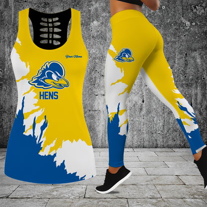 [FAN FAVORITE] NEW CUSTOMIZED NCAA CFH14 DFH DELAWARE FIGHTIN' BLUE HENS HOLLOW TANK TOP & LEGGINGS SET