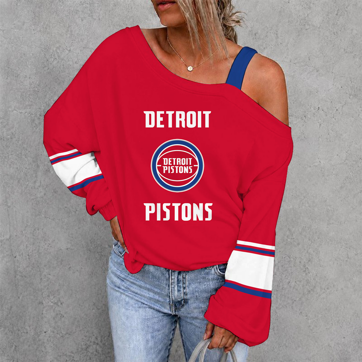 [HOT DEAL] NEW CUSTOMIZED NBA14 DPI DETROIT PISTONS DROP SHOULDER SWEATSHIRT