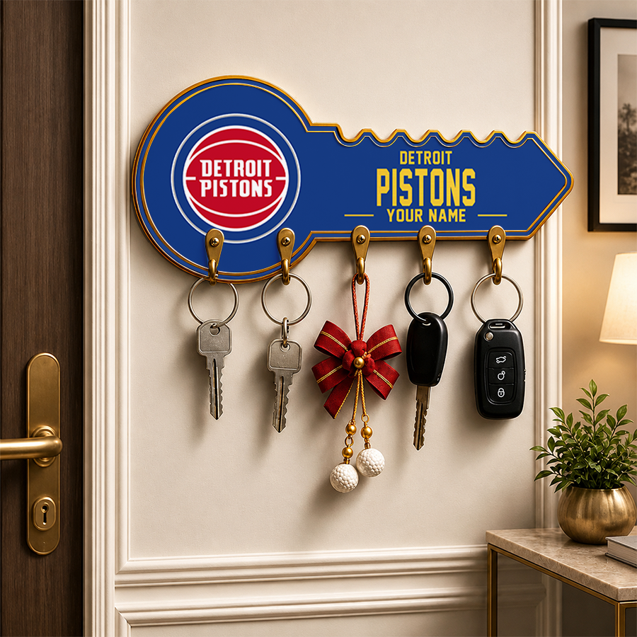 [HOT DEAL] NEW CUSTOMIZED NBA14 DPI DETROIT PISTONS WALL KEY HOLDER FOR HOME