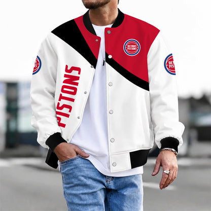 [HOT DEAL] NEW CUSTOMIZED NBA14 DPI DETROIT PISTONS BASEBALL JACKET, SATIN VARSITY JACKET