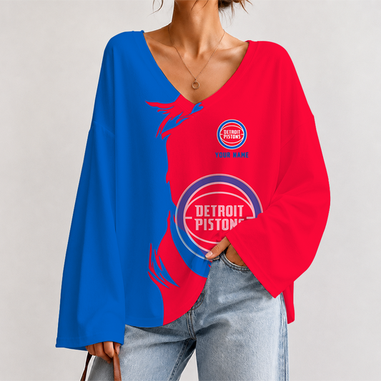 [HOT DEAL] NEW CUSTOMIZED NBA14 DPI DETROIT PISTONS V-NECK LONG SLEEVED CROP TOP