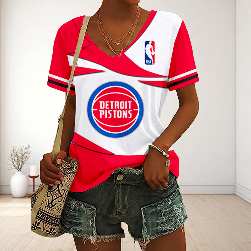 [HOT DEAL] NEW CUSTOMIZED NBA14 DPI DETROIT PISTONS V-NECK FEMALE SHIRT