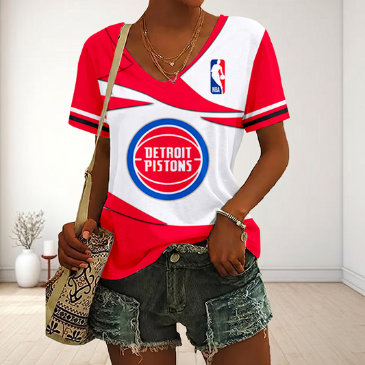 [HOT DEAL] NEW CUSTOMIZED NBA14 DPI DETROIT PISTONS V-NECK FEMALE SHIRT