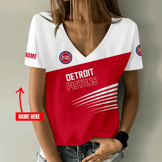 [HOT DEAL] NEW CUSTOMIZED NBA14 DPI DETROIT PISTONS V-NECK FEMALE SHIRT