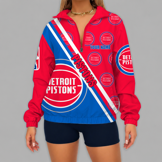 [HOT DEAL] NEW CUSTOMIZED NBA14 DPI DETROIT PISTONS V-NECK ZIPPER SWEATSHIRT JACKET