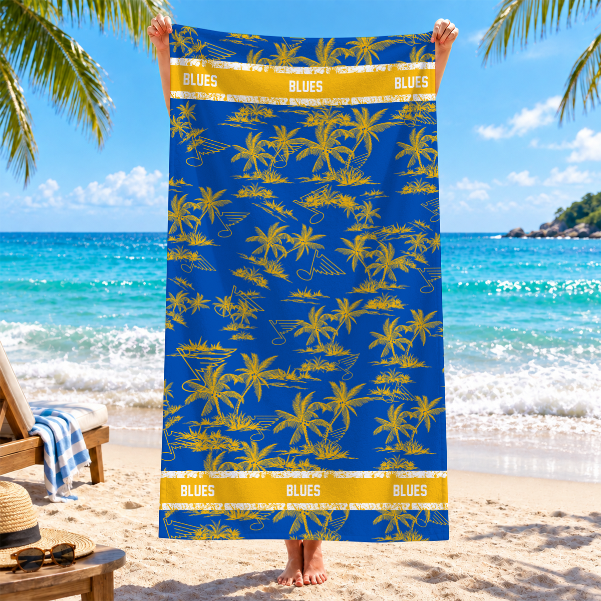 [SUPER SALE] NEW CUSTOMIZED NHL14 SLB ST. LOUIS BLUES BEACH TOWEL