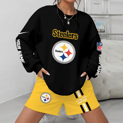 [SPECIAL OFFER] NEW CUSTOMIZED NFL14 PSB PITTSBURGH STEELERS UNISEX SWEATSHIRT & SHORTS SET