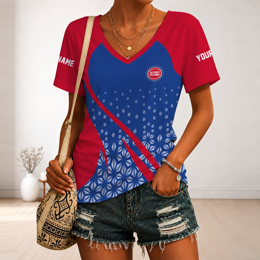 [HOT DEAL] NEW CUSTOMIZED NBA14 DPI DETROIT PISTONS V-NECK FEMALE SHIRT