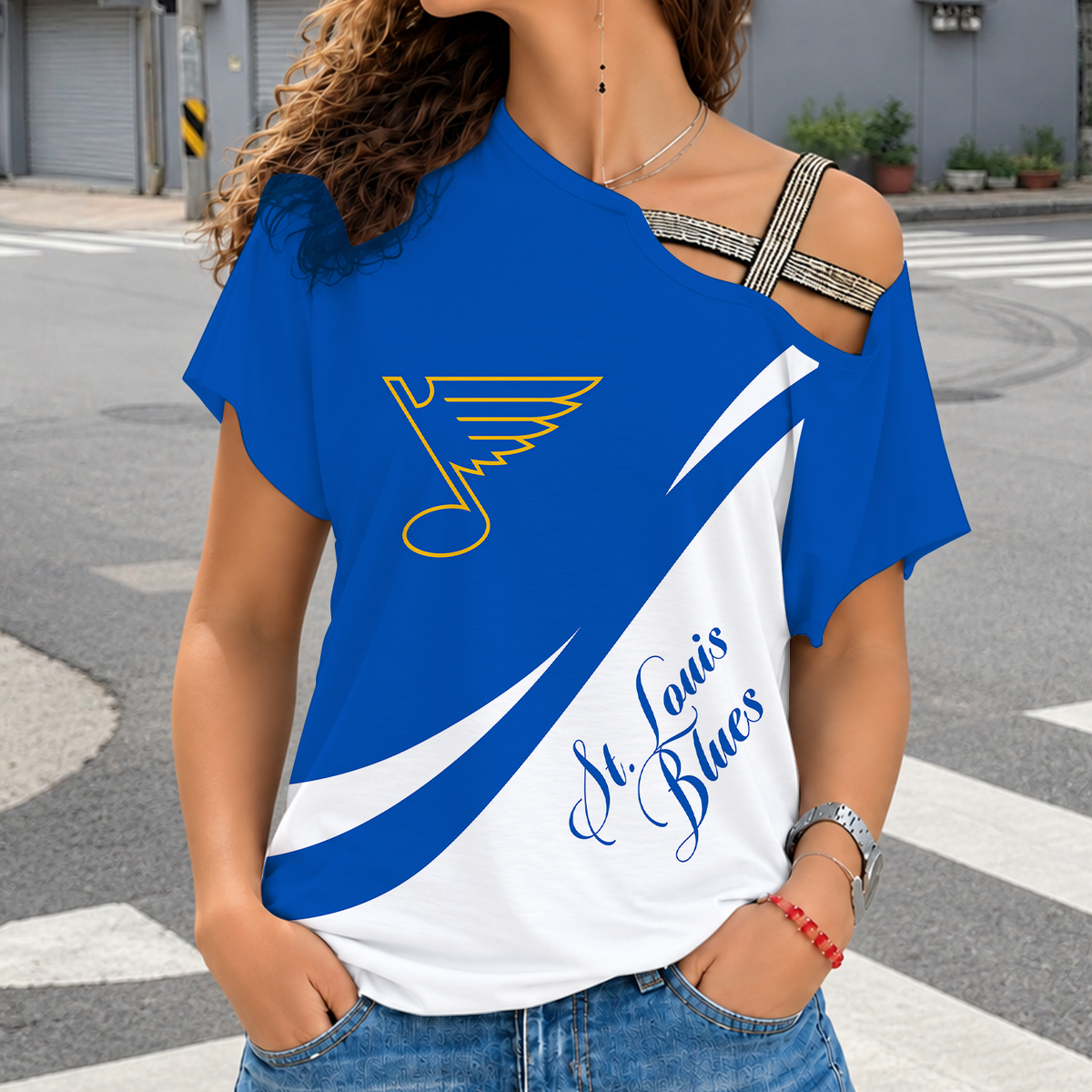 [SUPER SALE] NEW CUSTOMIZED NHL14 SLB ST. LOUIS KHAKIS SHOULDER SHIRT