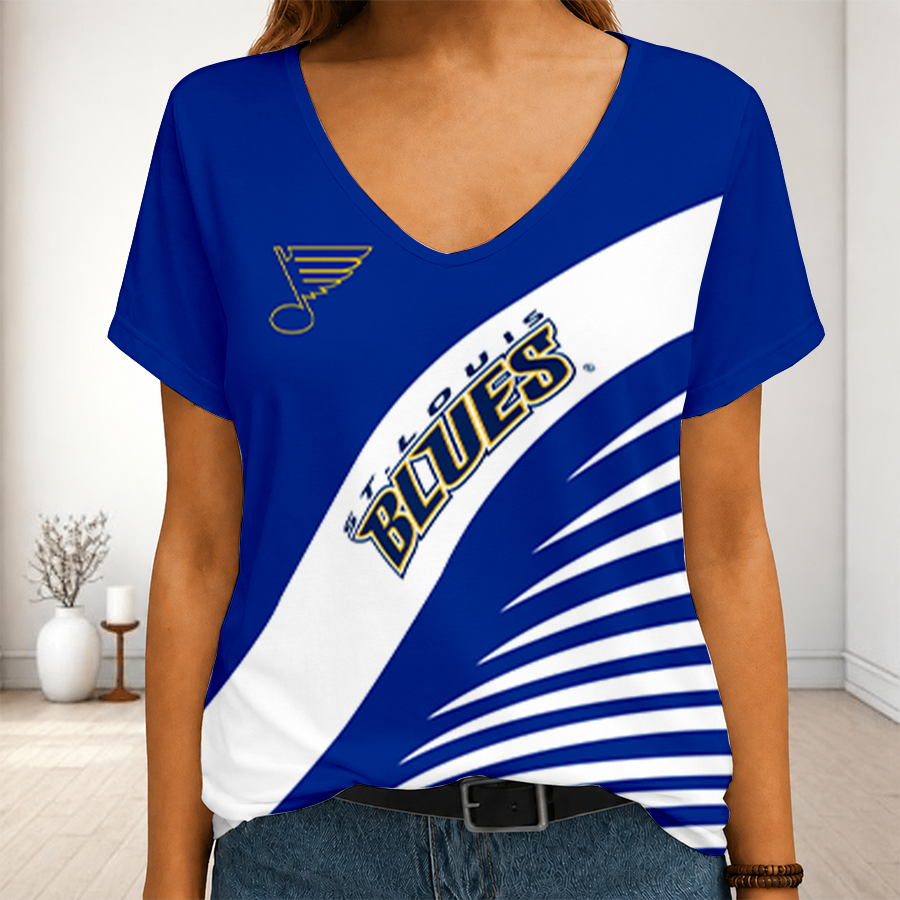 [SUPER SALE] NEW CUSTOMIZED NHL14 SLB ST. LOUIS BLUES V-NECK FEMALE SHIRT
