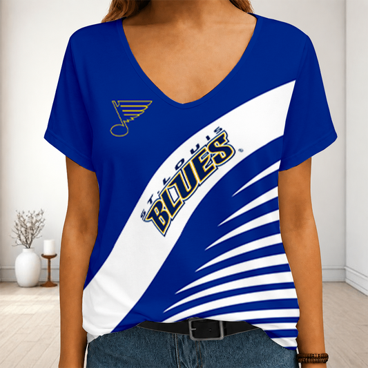[SUPER SALE] NEW CUSTOMIZED NHL14 SLB ST. LOUIS BLUES V-NECK FEMALE SHIRT