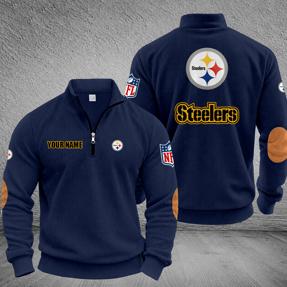 [SPECIAL OFFER] NEW CUSTOMIZED NFL14 PSB PITTSBURGH STEELERS MULTICOLOR STRIPED QUATER ZIP SWEATSHIRT