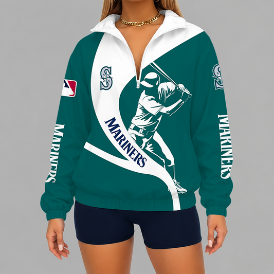 [FLASH SALE] NEW CUSTOMIZED MLB14 SMS SEATTLE MARINERS V-NECK ZIPPER SWEATSHIRT JACKET