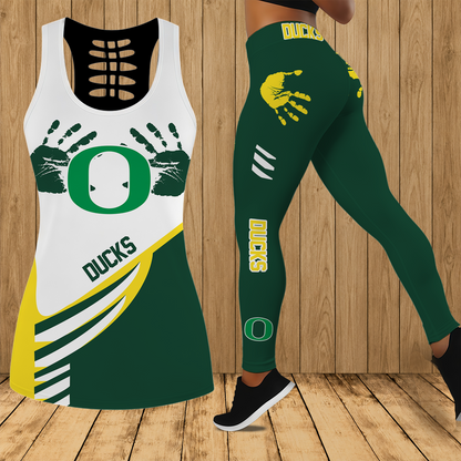 [FAN FAVORITE] NEW CUSTOMIZED NCAA FBS14 OGD OREGON DUCKS HOLLOW TANK TOP & LEGGINGS SET