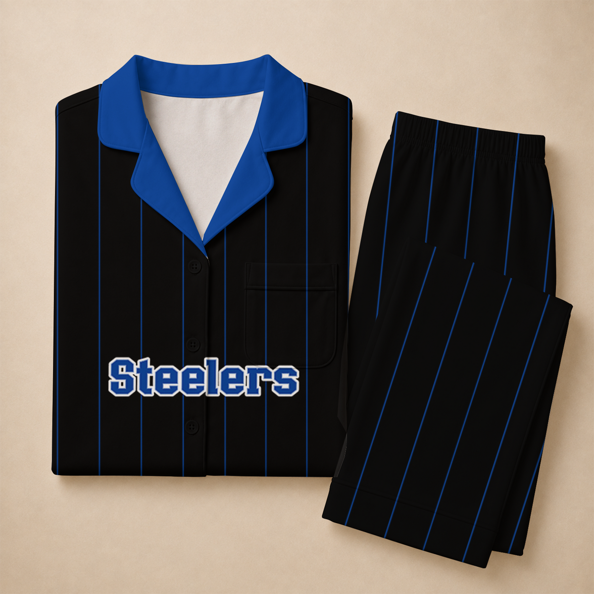 [SPECIAL OFFER] NEW CUSTOMIZED NFL14 PSB PITTSBURGH STEELERS SHORT SLEEVE & LONG PANTS PAJAMAS SET