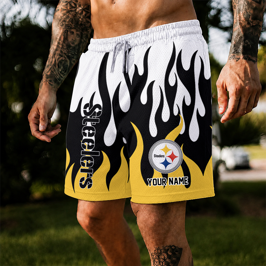 [SPECIAL OFFER] NEW CUSTOMIZED NFL14 PSB PITTSBURGH STEELERS SHORT PANTS