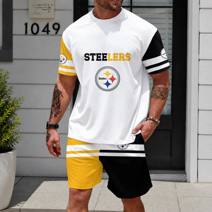 [SPECIAL OFFER] NEWCUSTOMIZED NFL14 PSB PITTSBURGH STEELERS UNISEX T-SHIRT & SHORTS SET