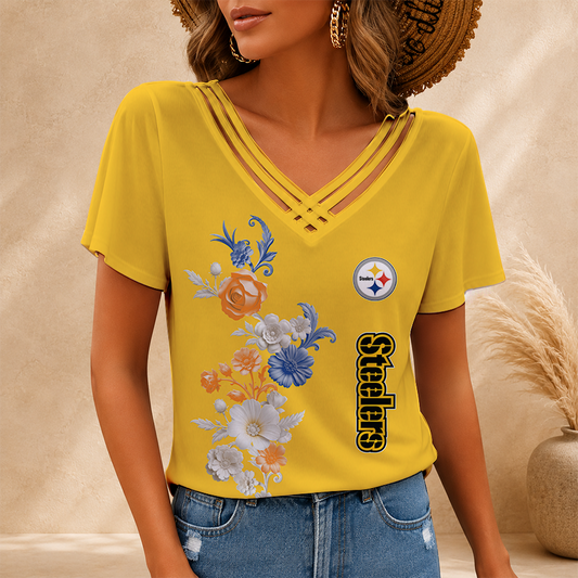 [SPECIAL OFFER] NEW CUSTOMIZED NFL14 PSB PITTSBURGH STEELERS V-NECK SHIRT