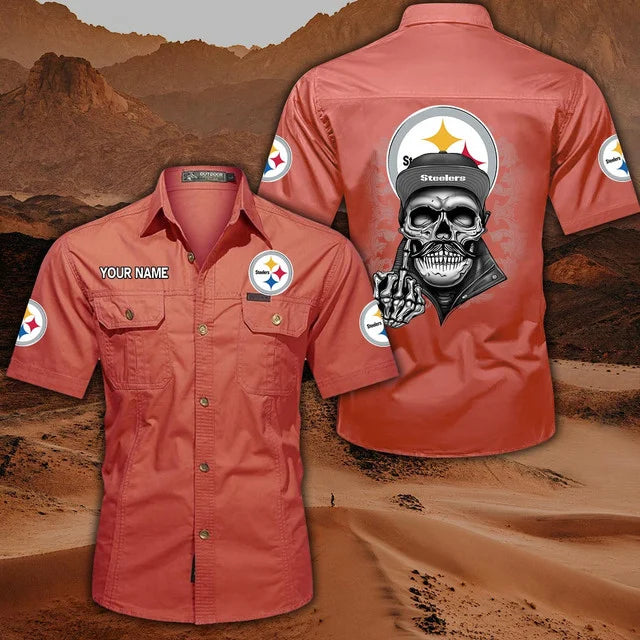 [SPECIAL OFFER] NEW CUSTOMIZED NFL14 PSB PITTSBURGH STEELERS MUTICOLOR MEN'S CARGO SHIRT