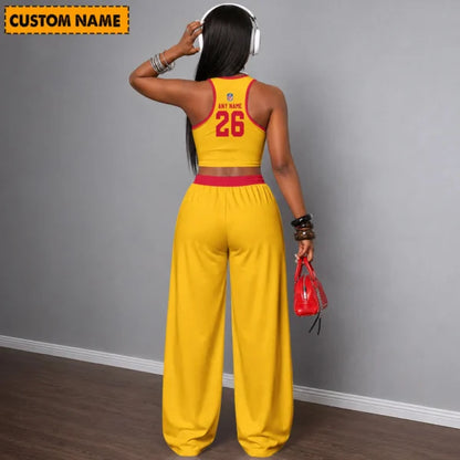 [SPECIAL OFFER] NEW CUSTOMIZED NFL14 PSB PITTSBURGH STEELERS WOMEN'S CROP TOP & LONGPANTS SET