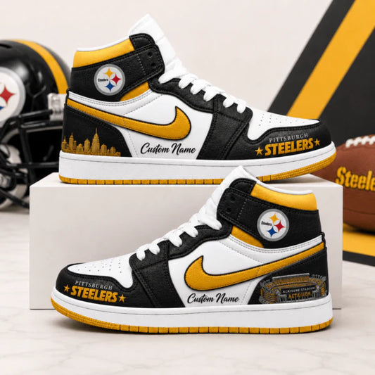 [SPECIAL OFFER] NEW CUSTOMIZED NFL14 PSB PITTSBURGH STEELERS AIR JORDAN 1