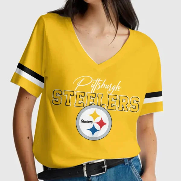 [SPECIAL OFFER] NEW CUSTOMIZED NFL14 PSB PITTSBURGH STEELERS V-NECK FEMALE SHIRT