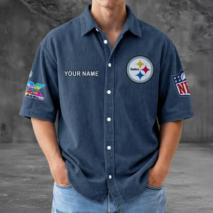 [HOT DEAL] NEW CUSTOMIZED NFL14 PSB PITTSBURGH STEELERS SEERSUCKER BUTTON SHIRT