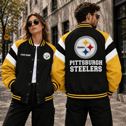 [SPECIAL OFFER] NEW CUSTOMIZED NFL14 PSB PITTSBURGH STEELERS SATIN VARSITY & BASEBALL JACKET