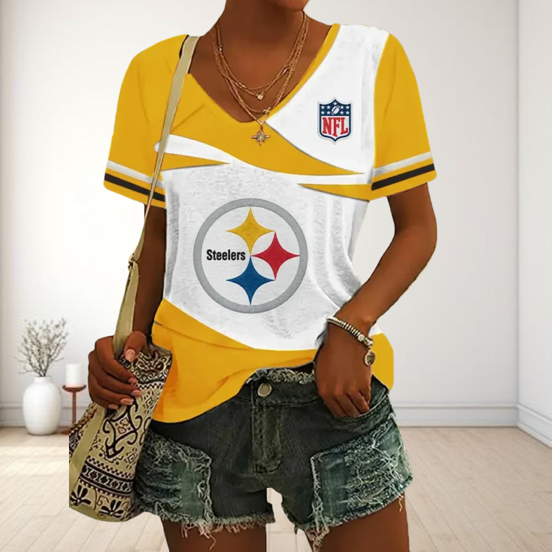 SPECIAL OFFER] NEW CUSTOMIZED NFL14 PSB PITTSBURGH STEELERS V-NECK FEMALE SHIRT
