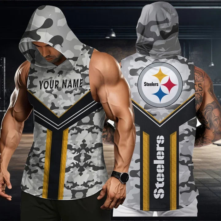 [SPECIAL OFFER] NEW CUSTOMIZED NFL14 PSB PITTSBURGH STEELERS HOODED TANK TOP