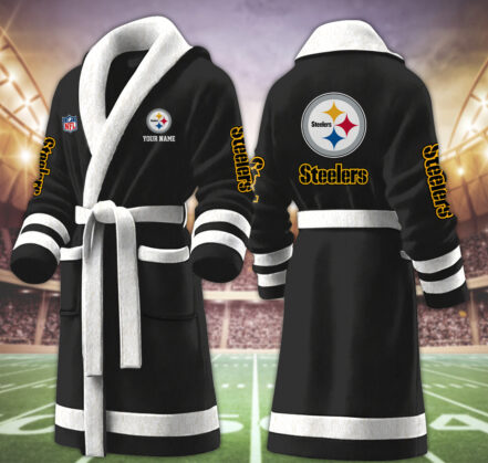 [SPECIAL OFFER] NEW CUSTOMIZED NFL14 PSB PITTSBURGH STEELERS MULTICOLOR FLEECE BATHROBE