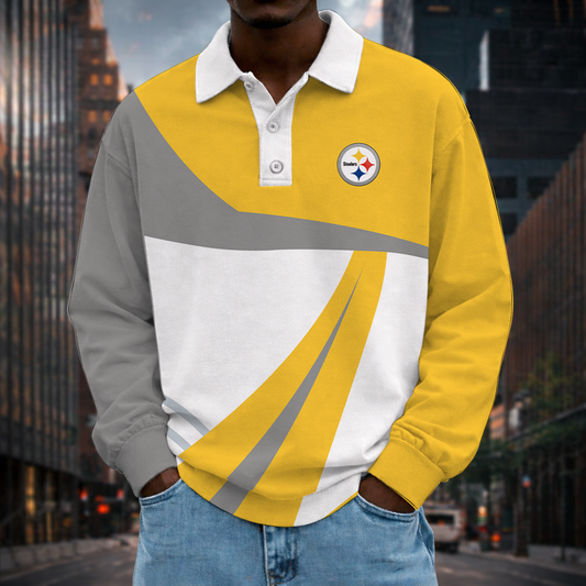 [SPECIAL OFFER] NEW CUSTOMIZED NFL14 PSB PITTSBURGH STEELERS LONG SLEEVE POLO SHIRT