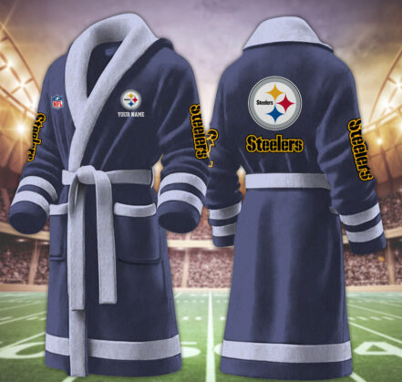 [SPECIAL OFFER] NEW CUSTOMIZED NFL14 PSB PITTSBURGH STEELERS MULTICOLOR FLEECE BATHROBE