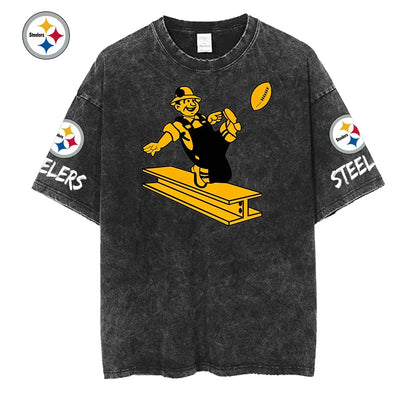 [SPECIAL OFFER] NEW CUSTOMIZED NFL14 PSB PITTSBURGH STEELERS FUNNY MULTICOLOR WASHED TEE