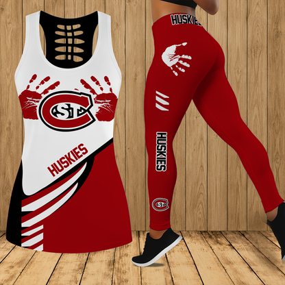 [FAN FAVORITE] NEW CUSTOMIZED NCAA MFF14 SCH ST. CLOUD STATE HUSKIES HOLLOW TANK TOP & LEGGINGS SET