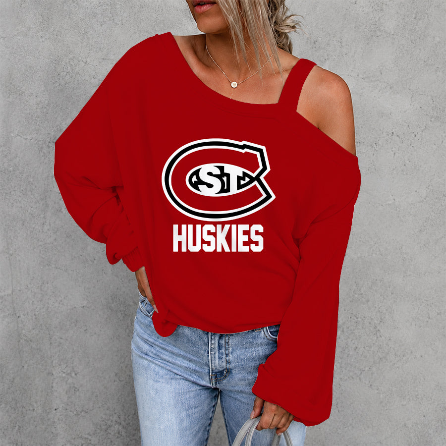 [FAN FAVORITE] NEW CUSTOMIZED NCAA MFF14 SCH ST. CLOUD STATE HUSKIES DROP SHOULDER SWEATSHIRT