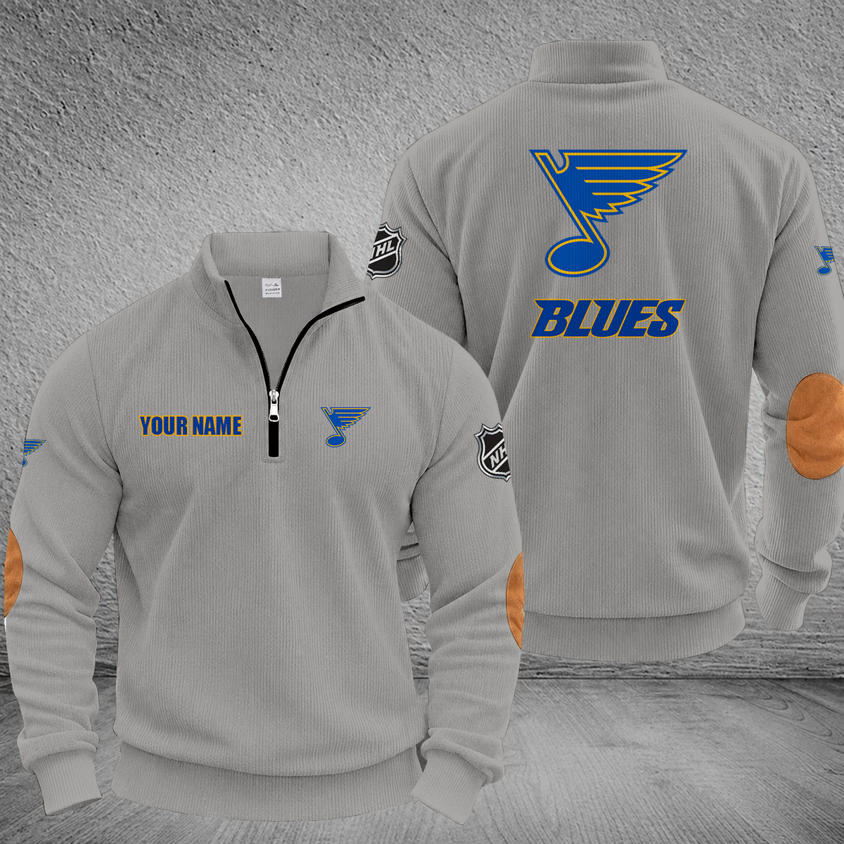 [SUPER SALE] NEW CUSTOMIZED NHL14 SLB ST. LOUIS BLUES MULTICOLOR STRIPED QUATER ZIP SWEATSHIRT