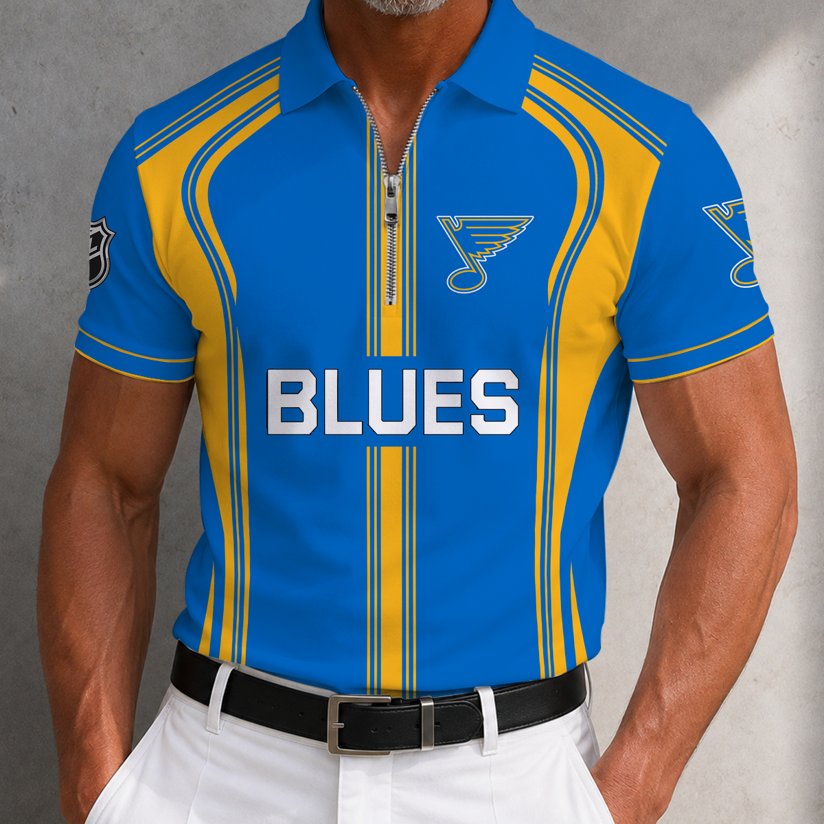 [SUPER SALE] NEW CUSTOMIZED NHL14 SLB ST. LOUIS KHAKIS POLO SHIRT